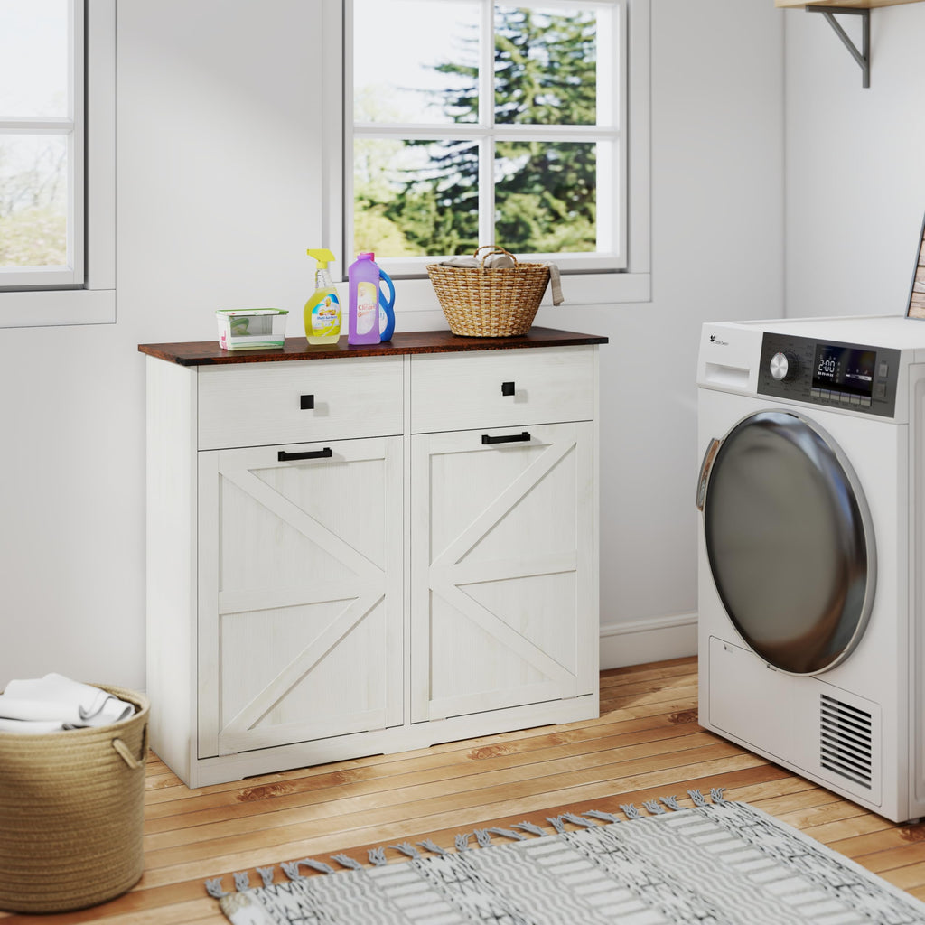 Double Tilt Out Trash Cabinet with Hideaway Drawer J853652