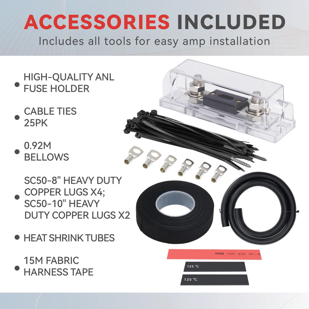 1/0 Gauge Car Amplifier Wiring Kit with RCA Cable A13219