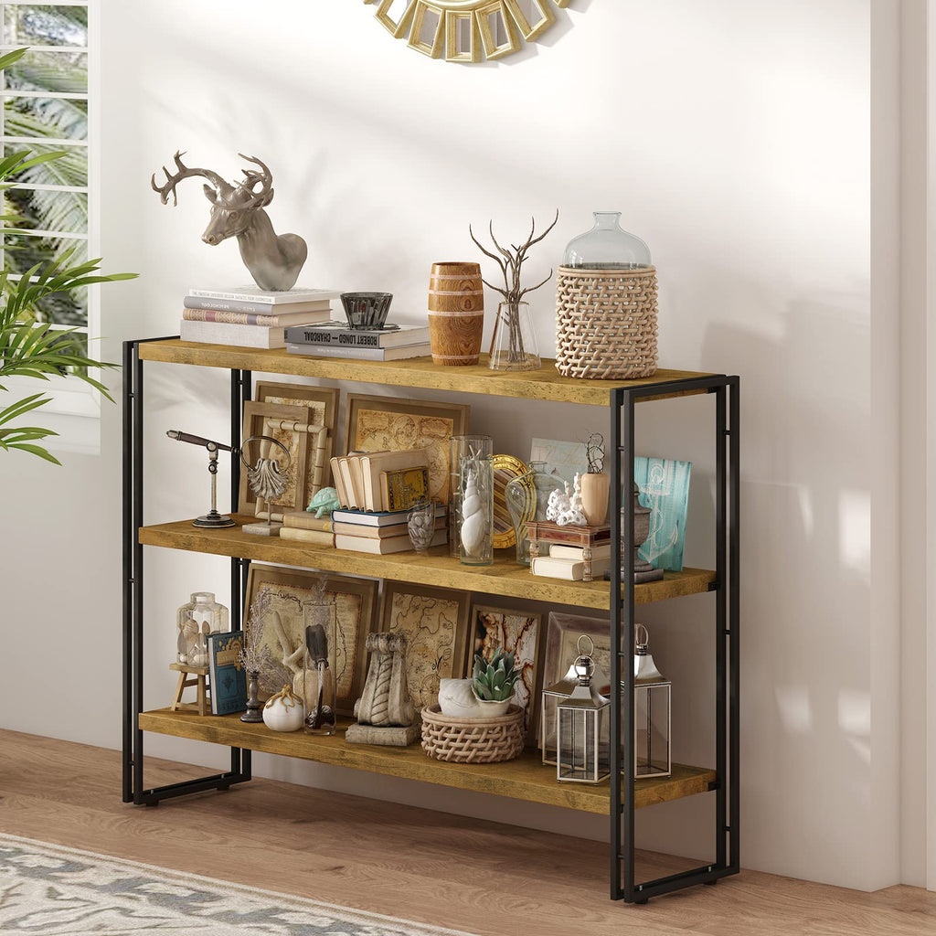 3-Tier Wood and Metal Bookshelf F846
