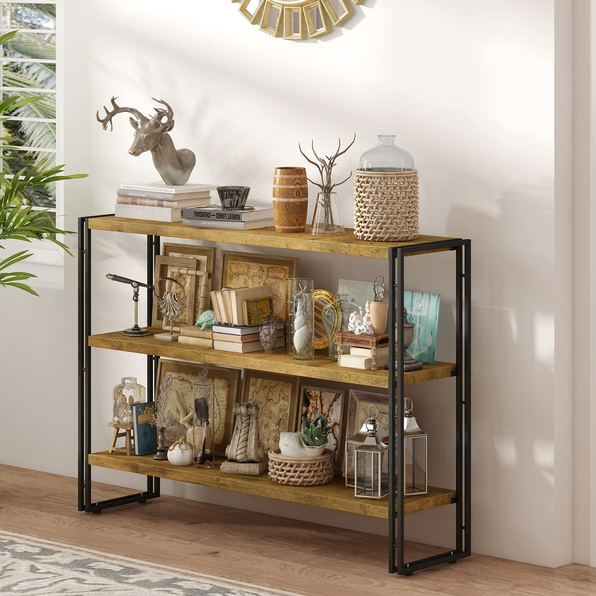 3-Tier Wood and Metal Bookshelf F846
