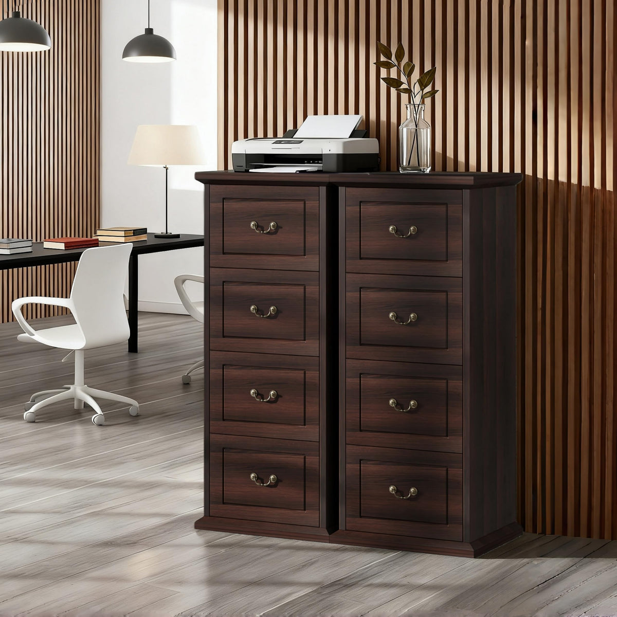 4 Drawer Dark Walnut File Cabinet T8304