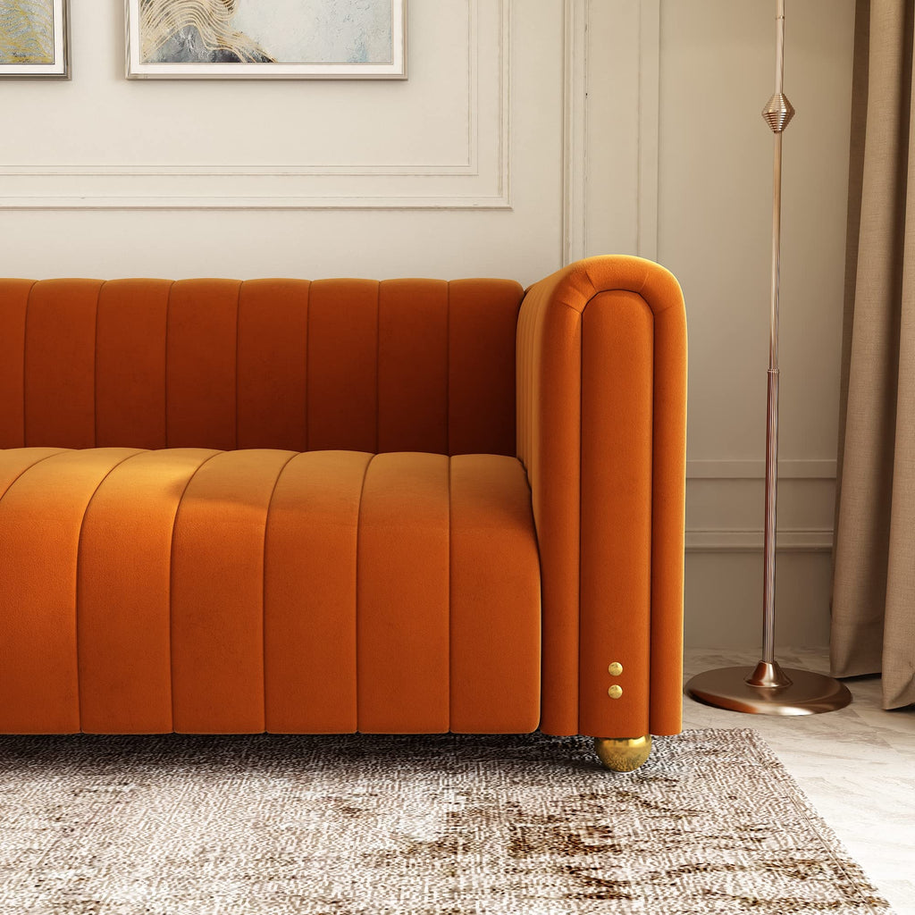 Orange Velvet 80 Inch 3 Seat Sofa F3312