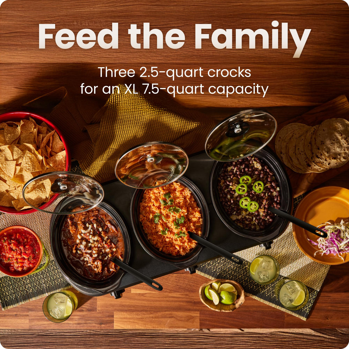 Triple Slow Cooker with 2.5 Qt Ceramic Crocks Z6533