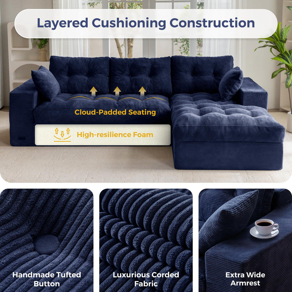 104-Inch L-Shaped Couch with Ottoman A304270
