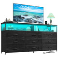 55" W 9 Drawer Dresser with LED and Power Outlets U522