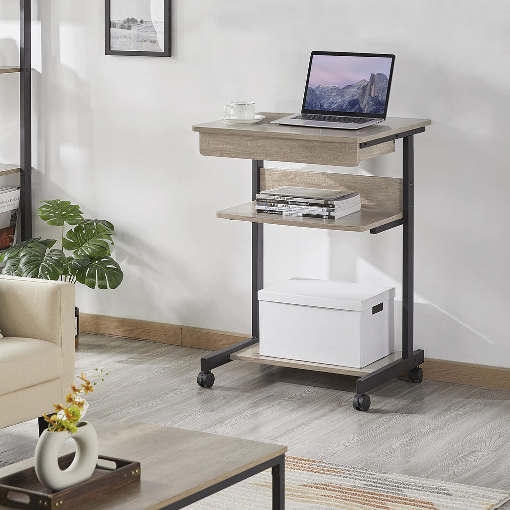 Gray 3-Tier Rolling Cart with Drawer O9923