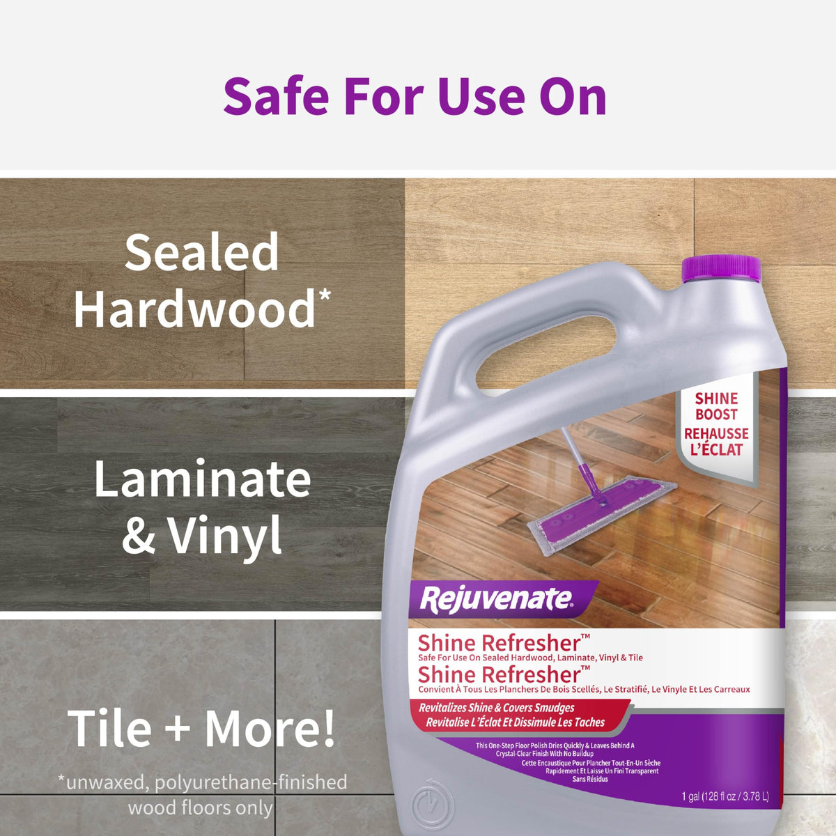 1 Gallon Floor Polish for Sealed Hardwood, Laminate, Vinyl and Tile Q3407