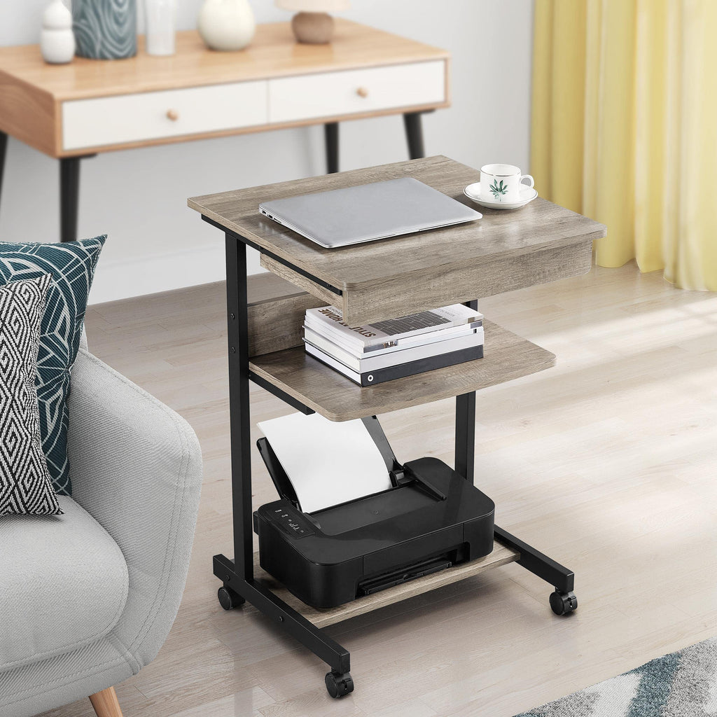 Gray 3-Tier Rolling Cart with Drawer O9923