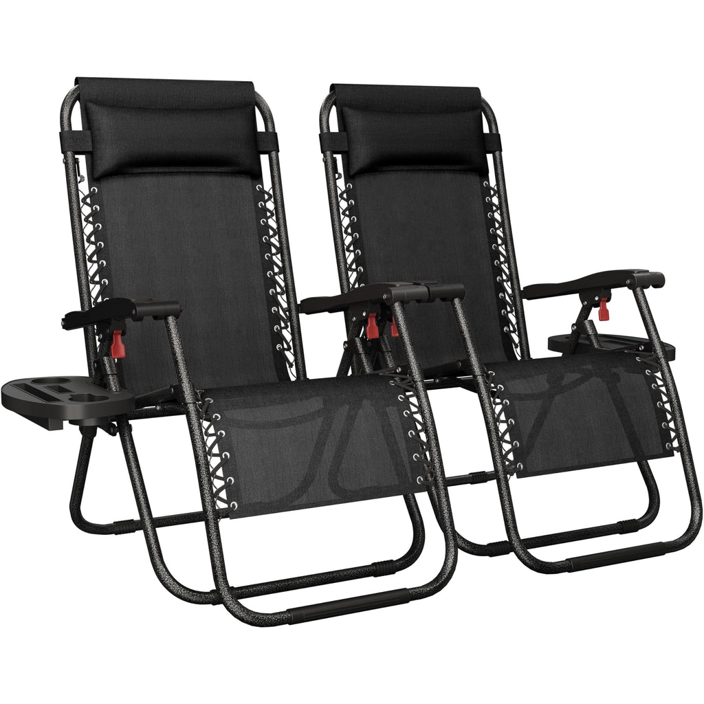 26" Zero Gravity Recliners Set of 2 Dark Black U669071