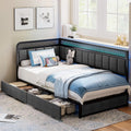 Twin Corner Bed Frame with Upholstered Guardrail S5067