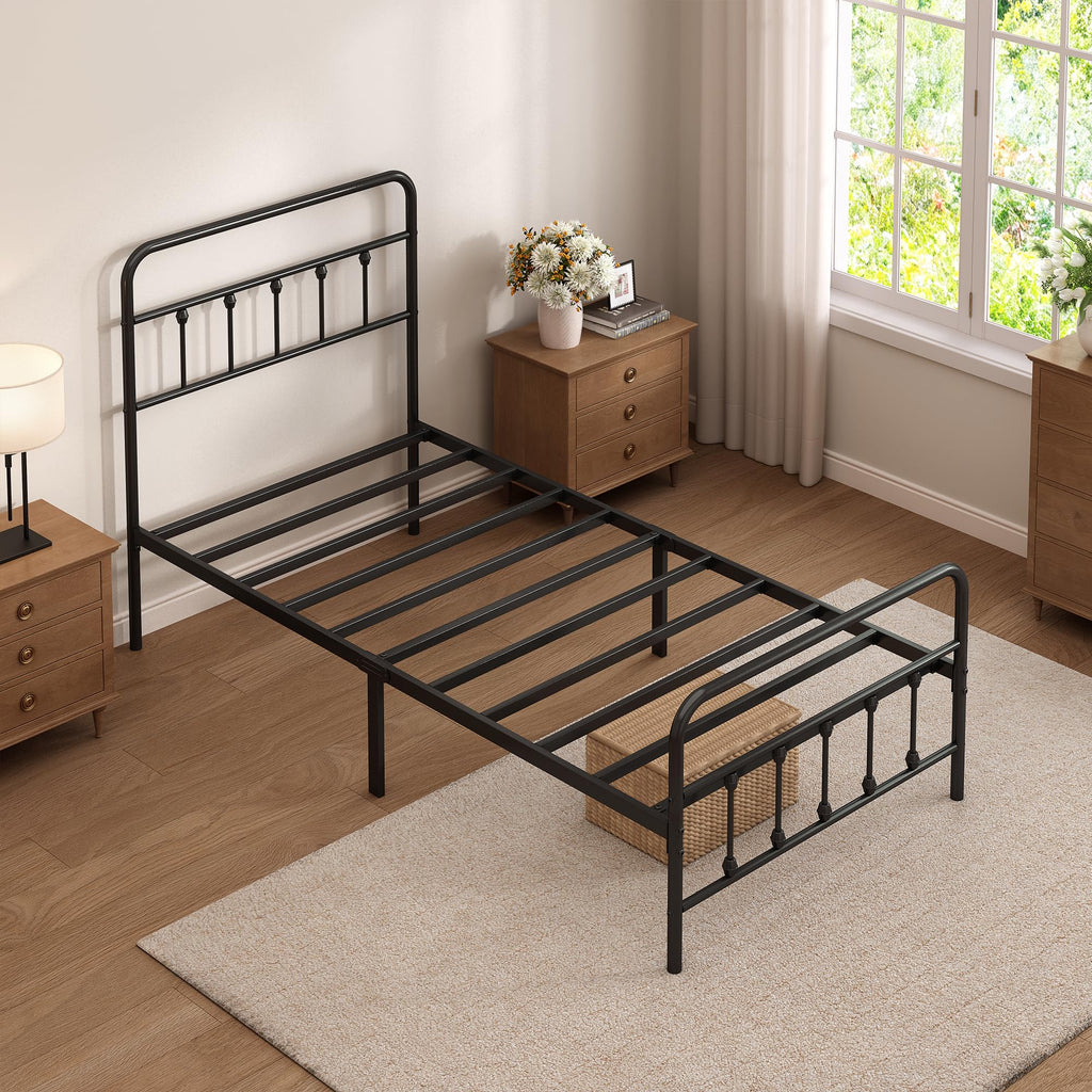 Twin Size Metal Bed Frame with Headboard and Footboard G971629
