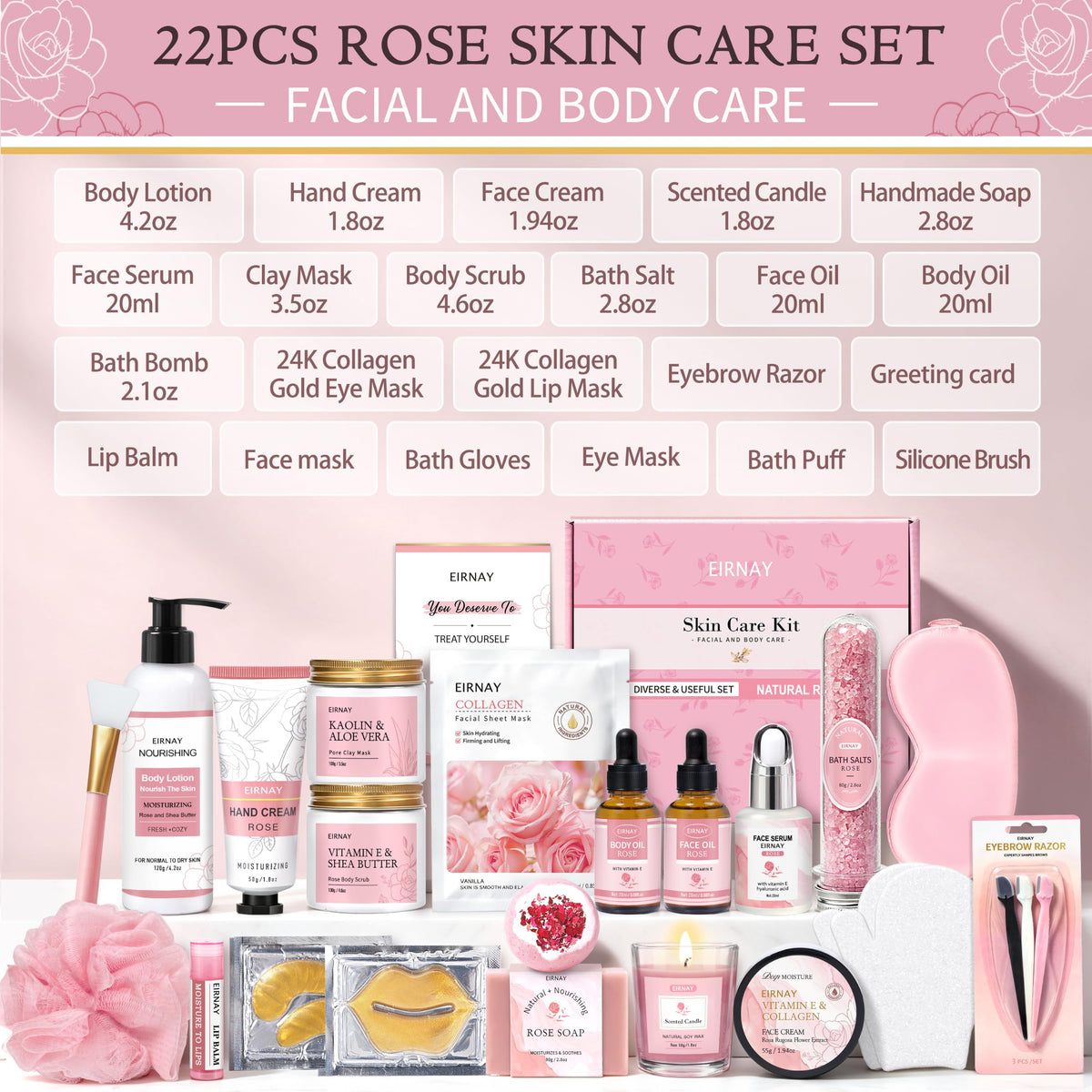 23pcs Rose Spa Gift Baskets I815