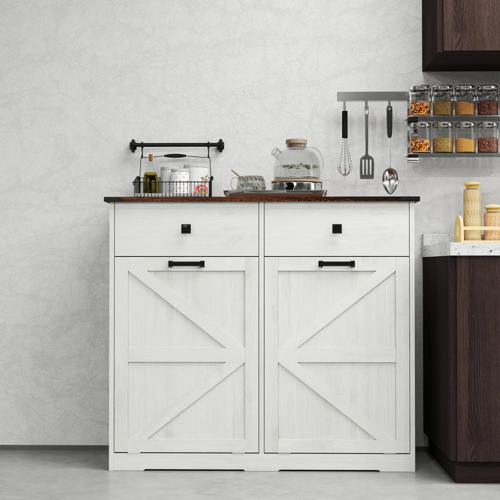 Double Tilt Out Trash Cabinet with Hideaway Drawer J853652