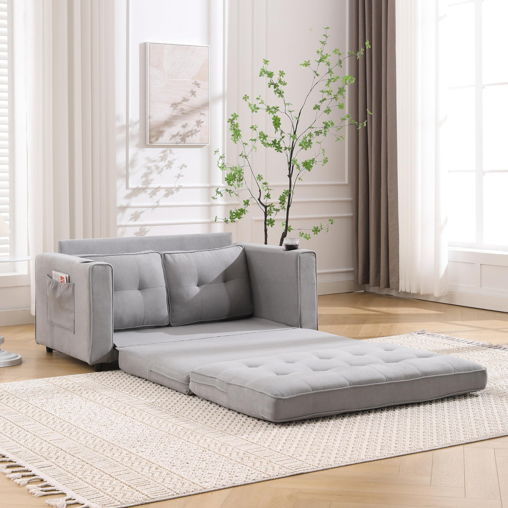 Light Gray Convertible Futon Sofa Bed G68385