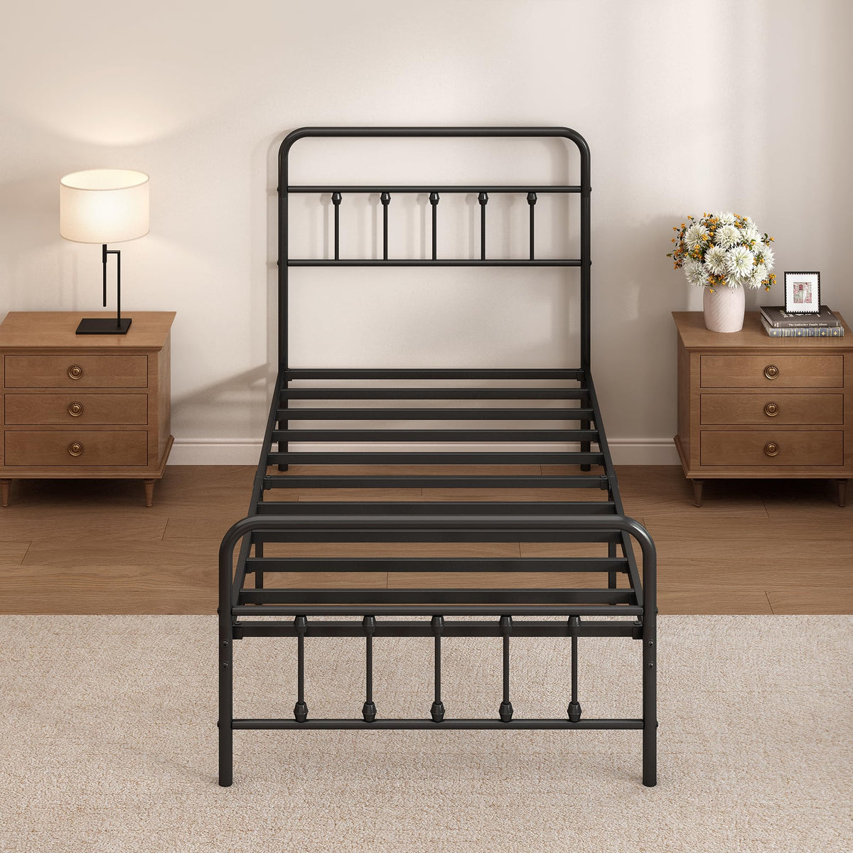 Twin Size Metal Bed Frame with Headboard and Footboard G971629