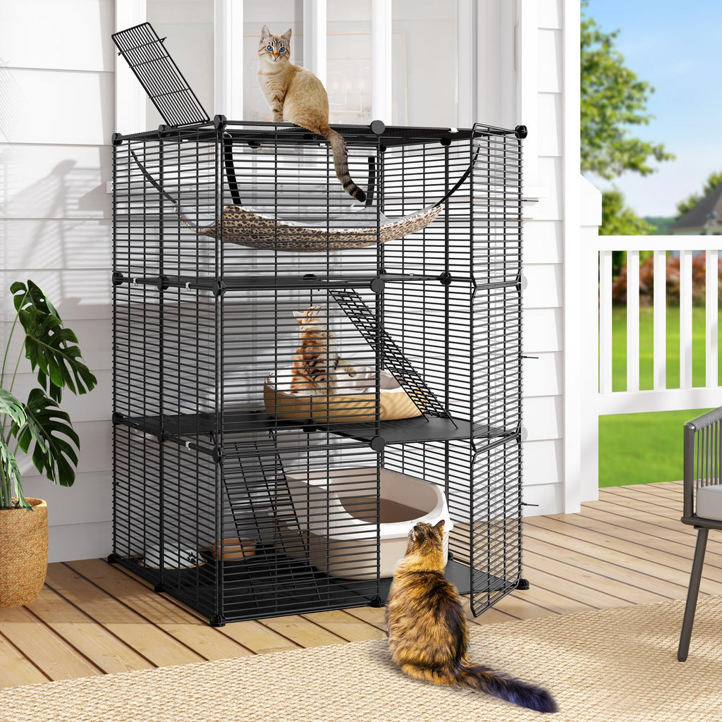 3-Tier Cat Cage Indoor Enclosure with Hammock U92814