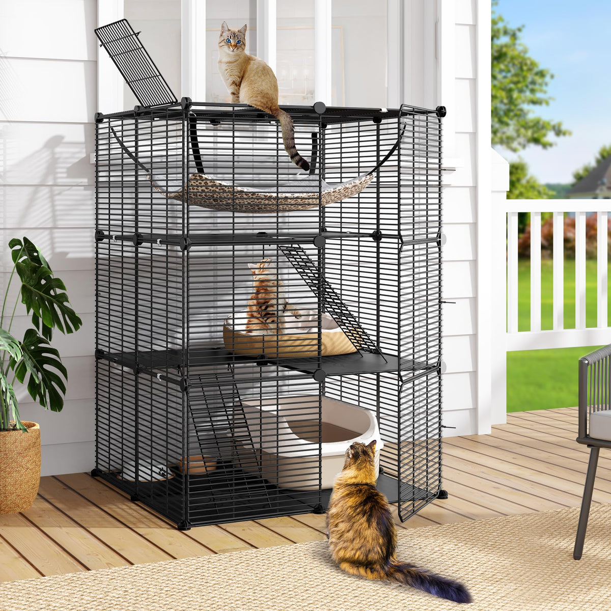 3-Tier Cat Cage Indoor Enclosure with Hammock U92814