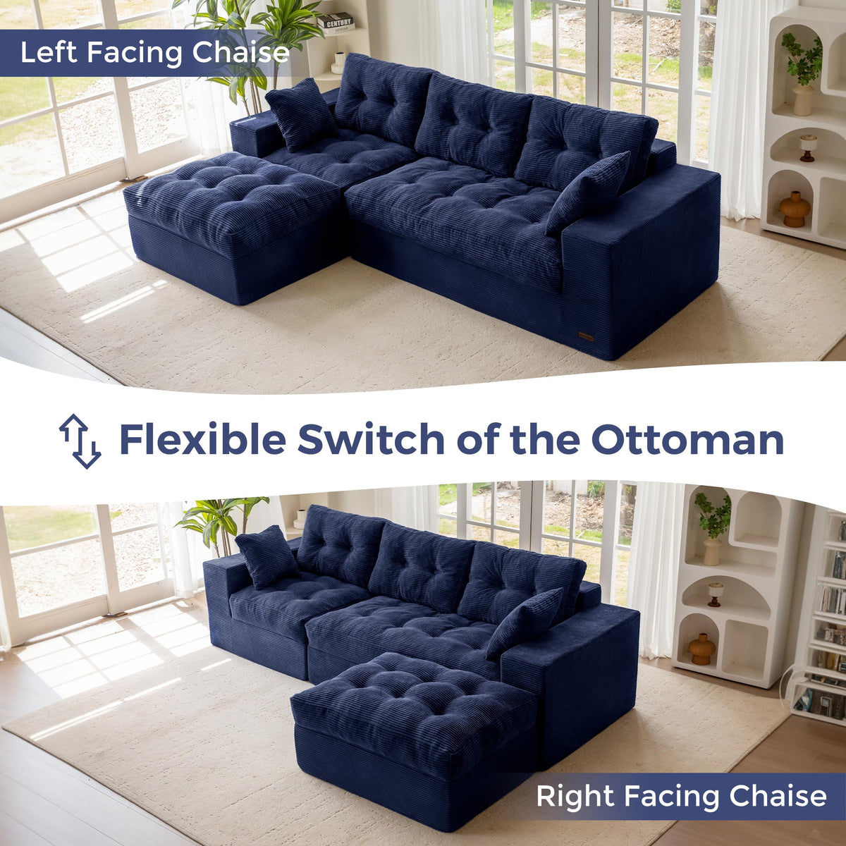 104-Inch L-Shaped Couch with Ottoman A304270