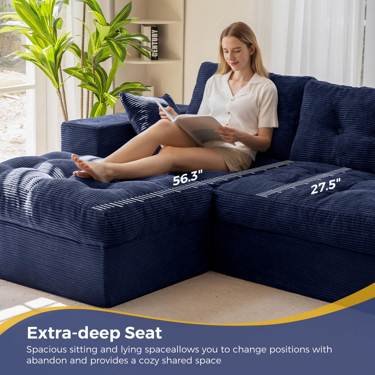 104-Inch L-Shaped Couch with Ottoman A304270